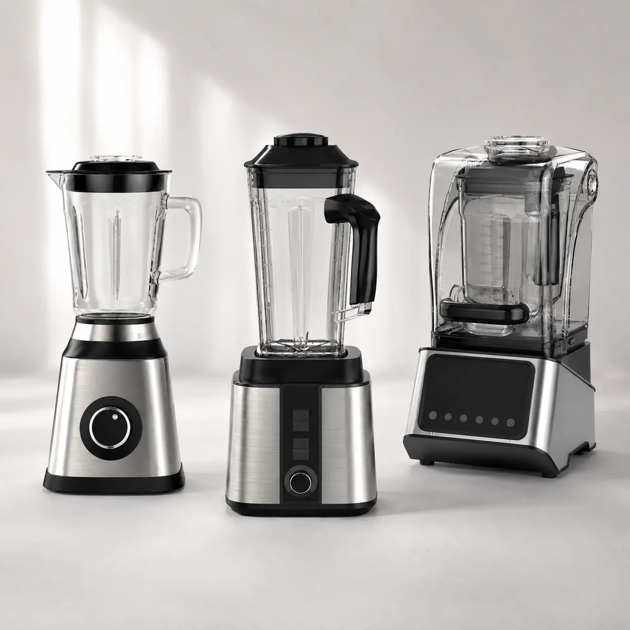 Blender motor, blade, jar and control configuration