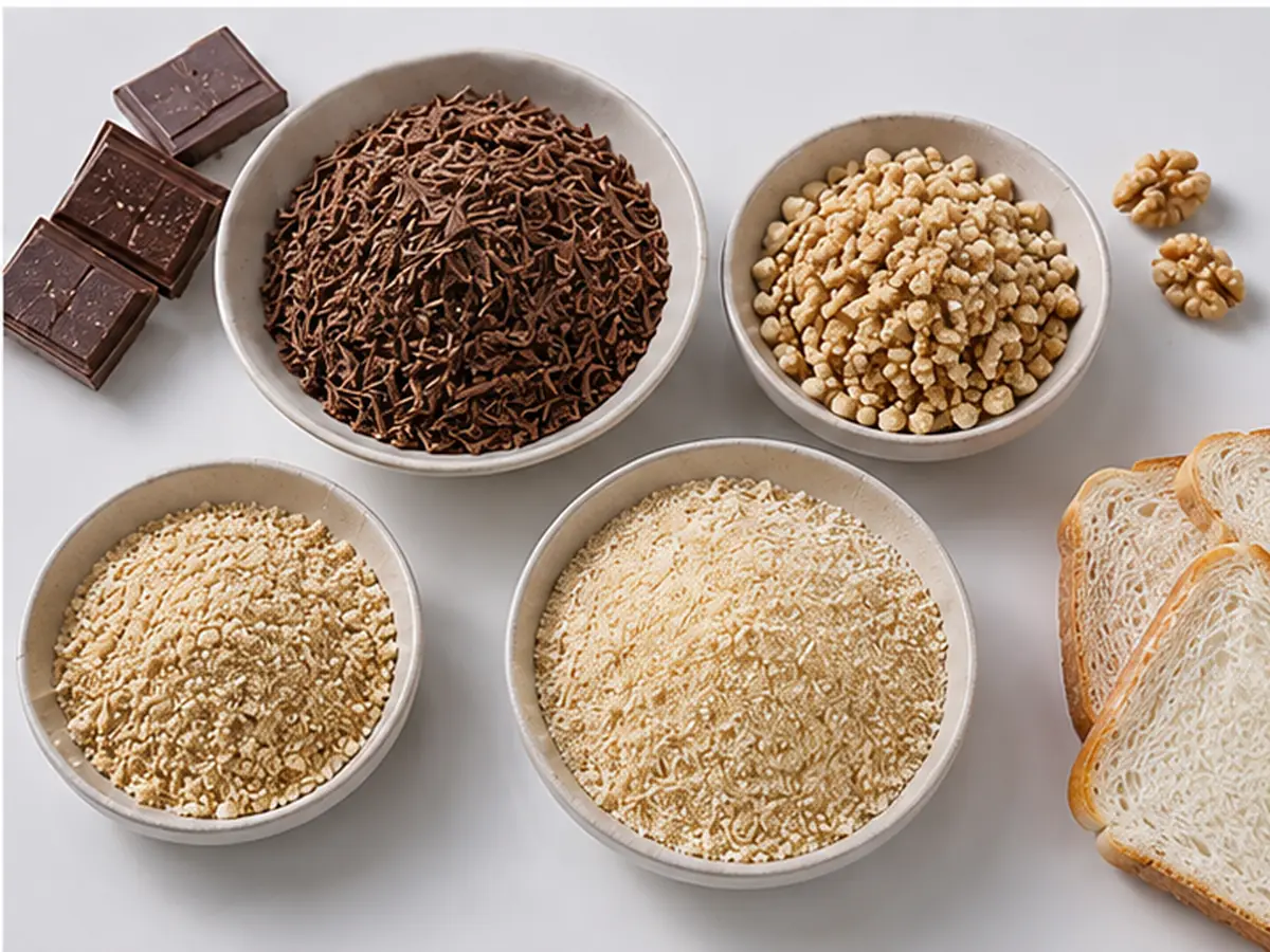 Chocolate nuts and dry ingredients for baking preparation