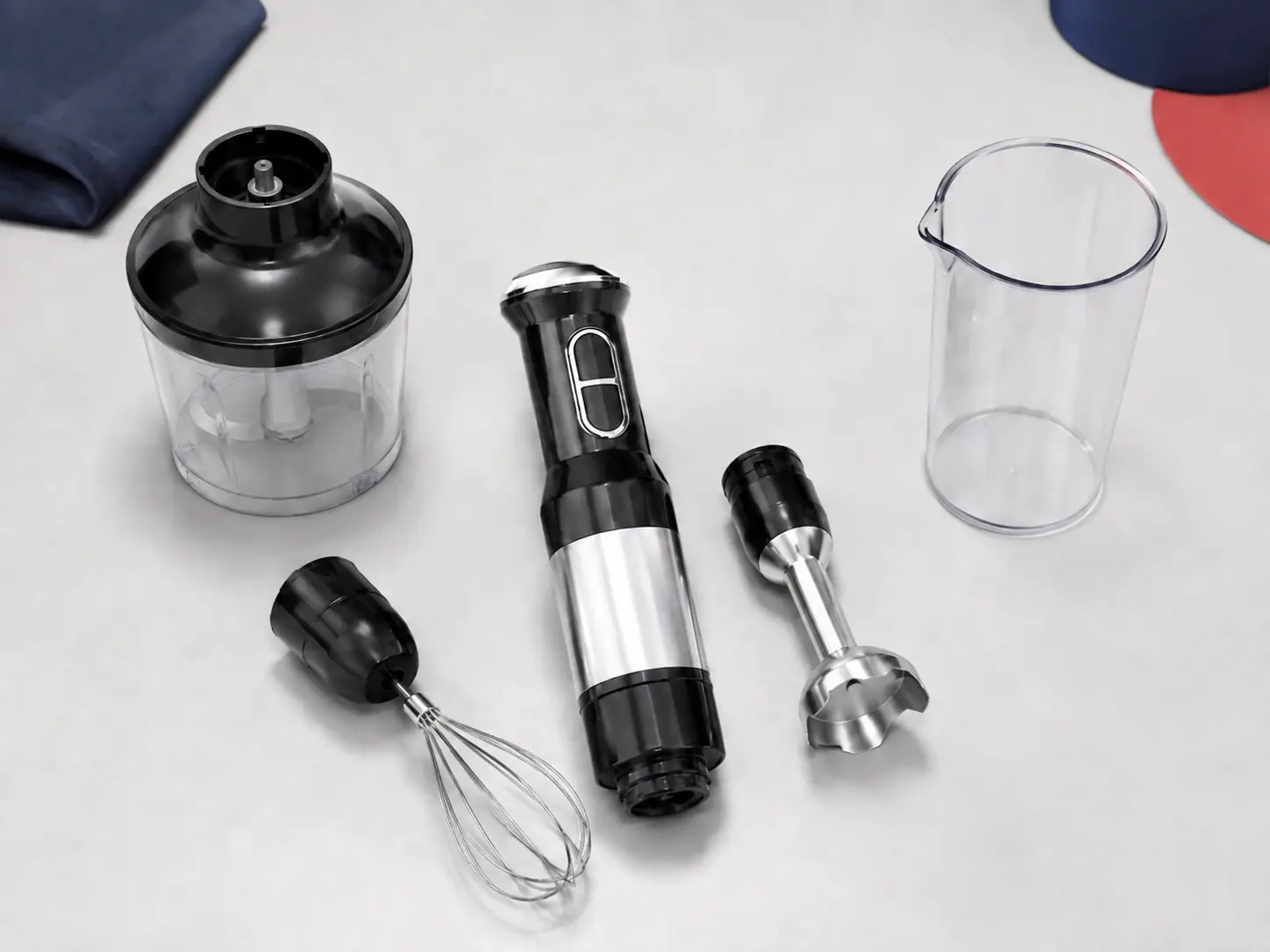 Hand mixer main unit and accessory configuration