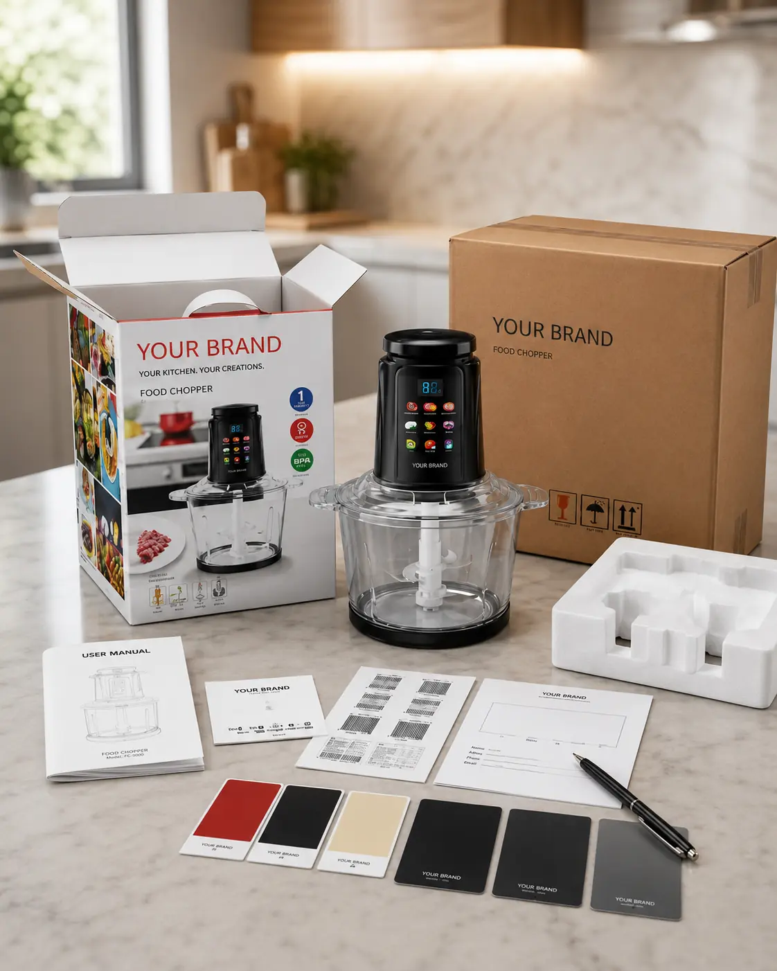 Private label product branding and retail packaging support mobile poster