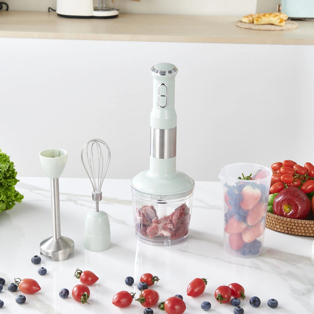 HB-01/02 Series 800W 0.6-1.0L immersion blender shown in a kitchen use scene