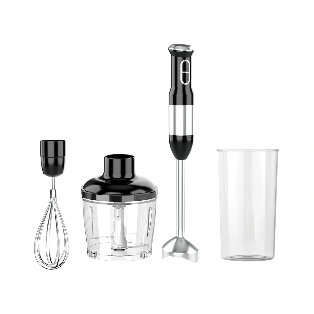 HB-01/02 Series 800W 0.6-1.0L immersion blender with whisk, chopper bowl and beaker attachments