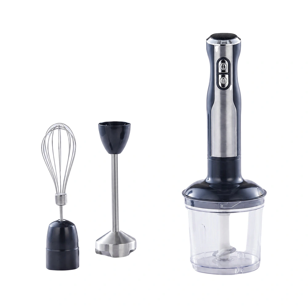 HB-A1/A2 Series 800W 0.6-1.0L immersion blender with the included accessory set, alternate accessory layout