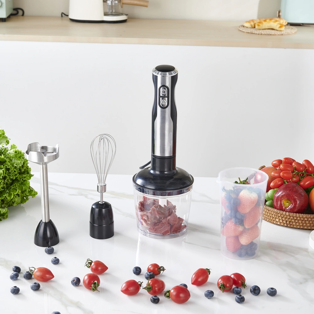 HB-A1/A2 Series 800W 0.6-1.0L immersion blender shown in a kitchen use scene