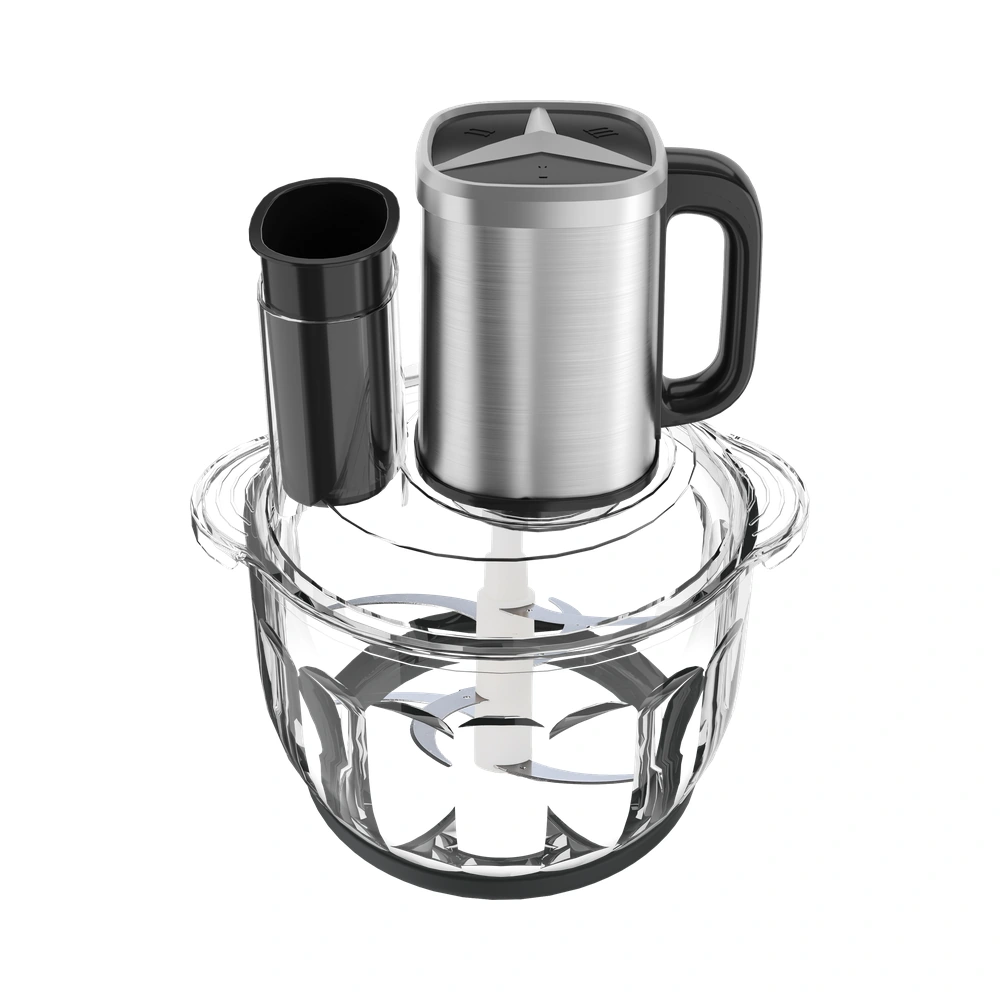 VT-A Series 400W/500W 3L/5L meat chopper with a glass bowl, angled product view