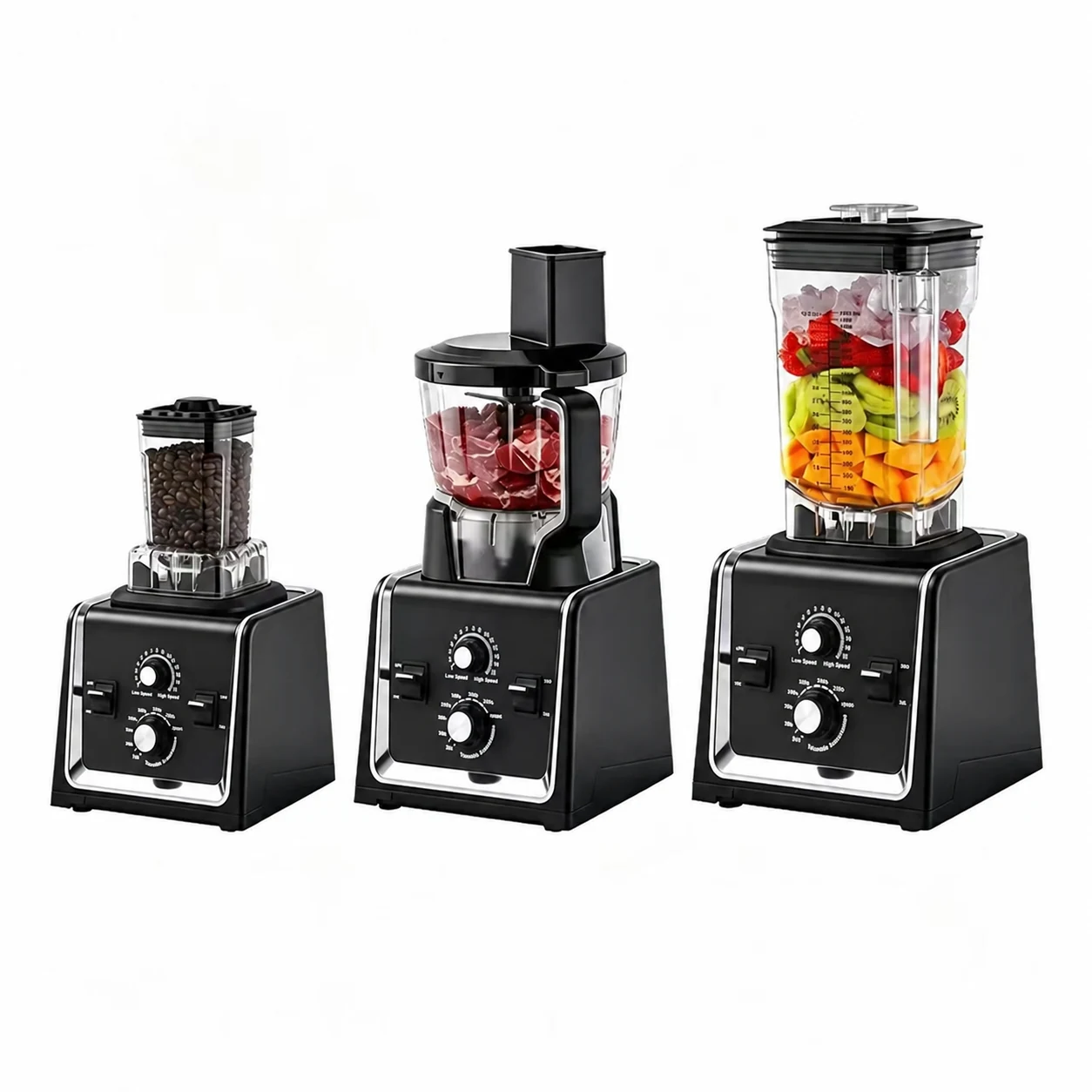 BL9544 dual-dial blender with coffee grinding, meat chopping and fruit blending jars