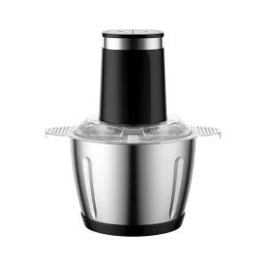 CJ-01 3L food chopper, front view with stainless steel bowl