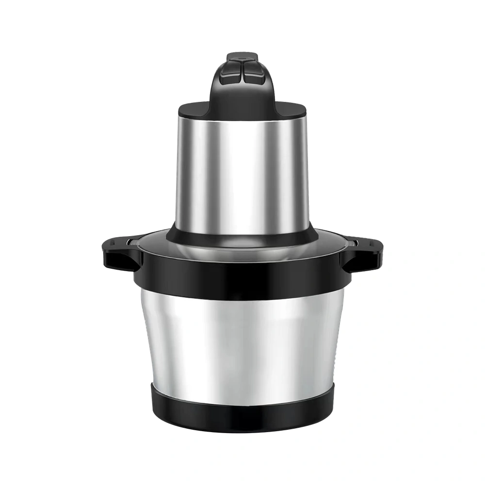 MC-03 6L food chopper, front view with stainless steel bowl and top-button motor