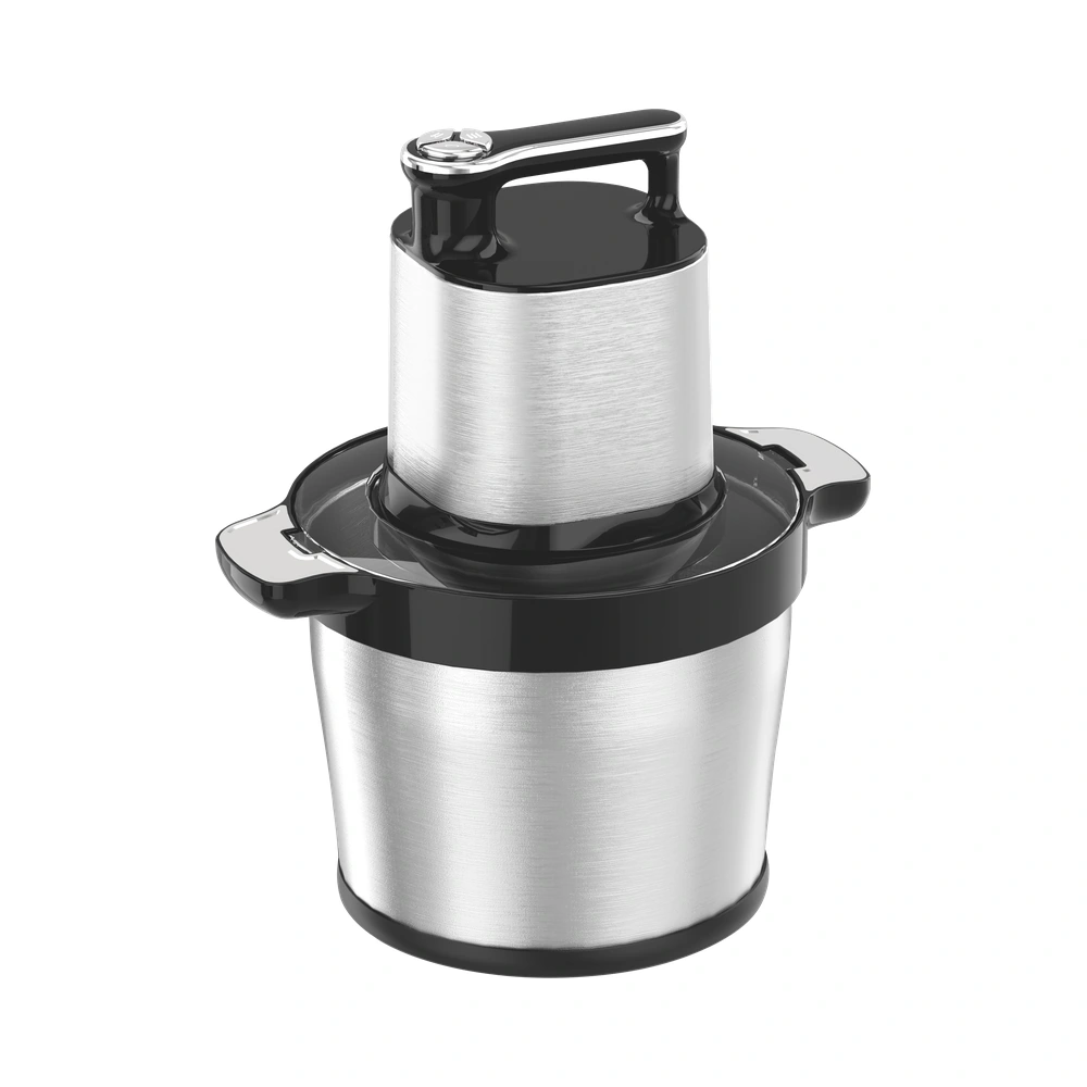 MC-04 8L food chopper, angled view of the bowl and motor handle