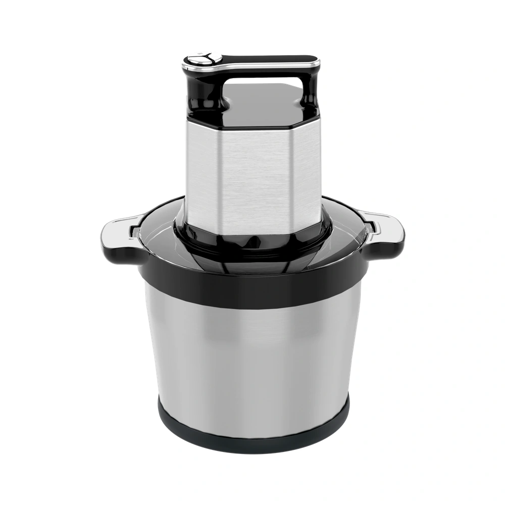 MC-05 8L food chopper, front view with stainless steel bowl and faceted motor housing