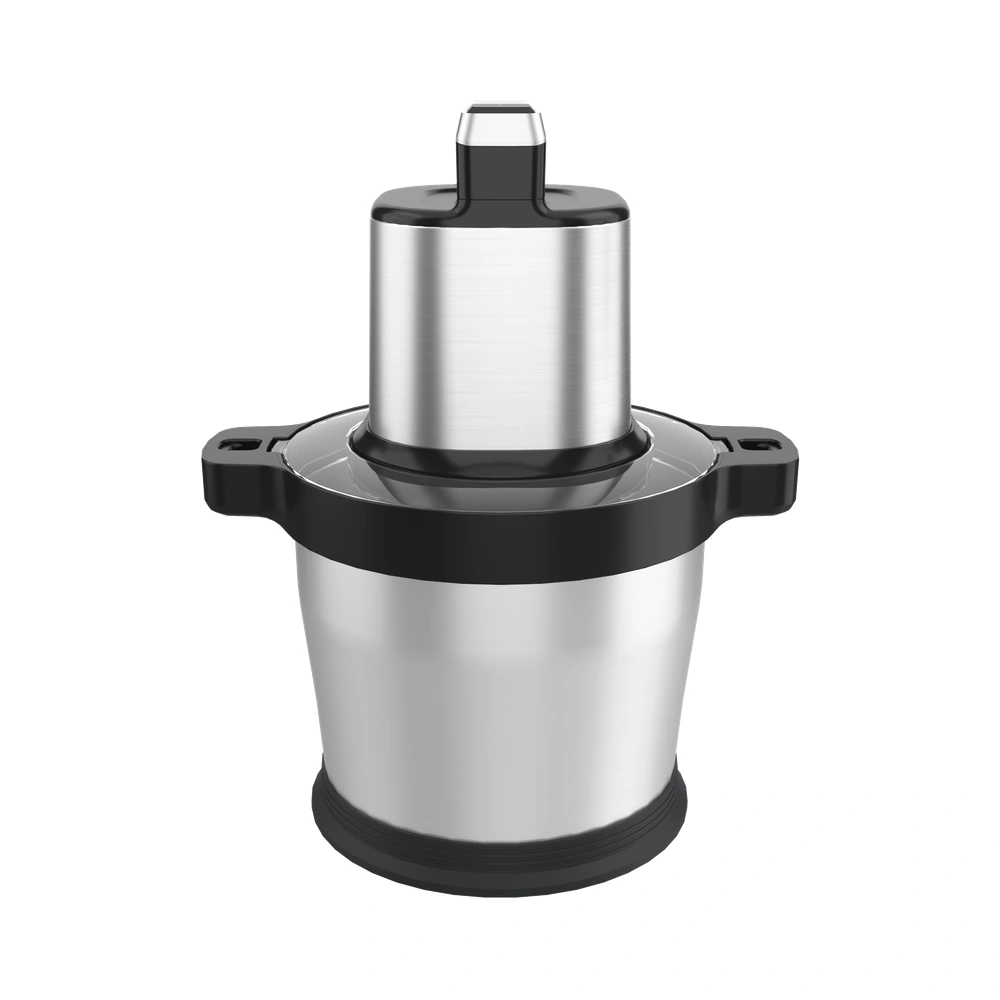 MC-06 8L food chopper, front view with stainless steel bowl