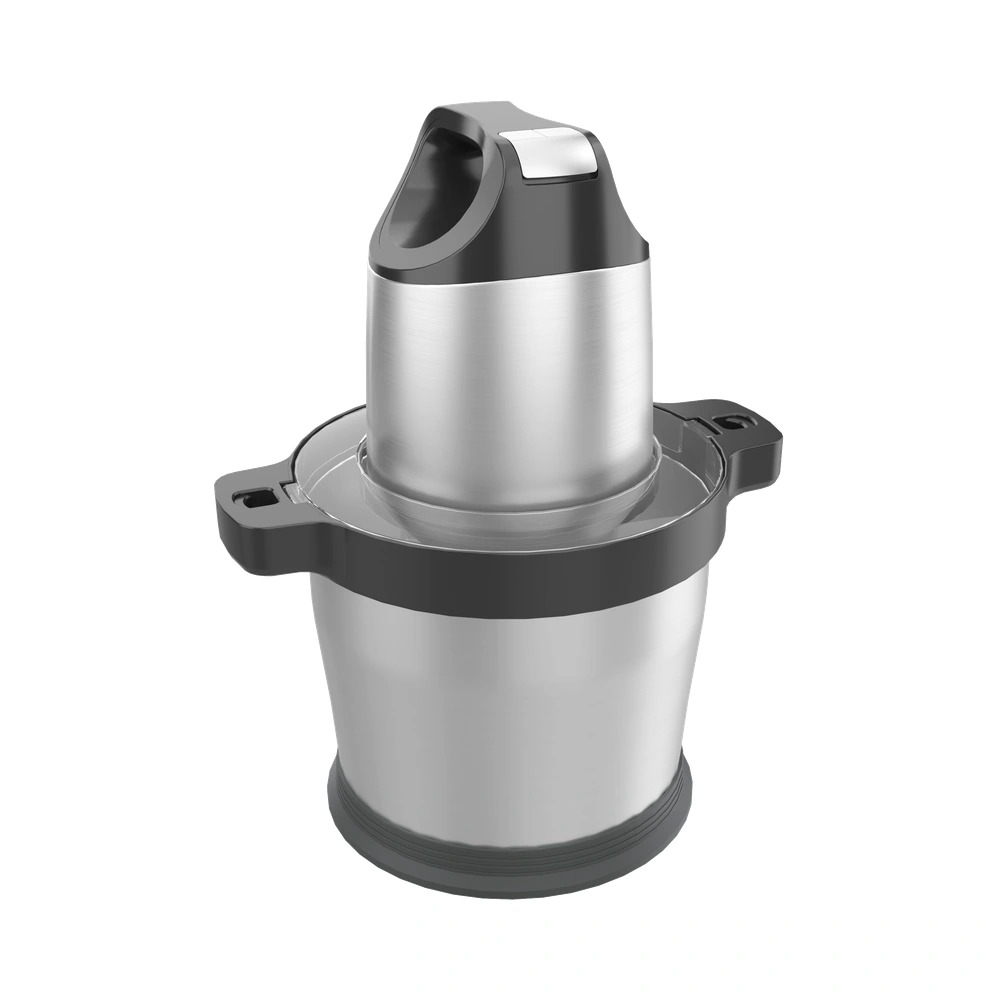 MC-07 8L food chopper, angled view of the loop-grip motor and bowl