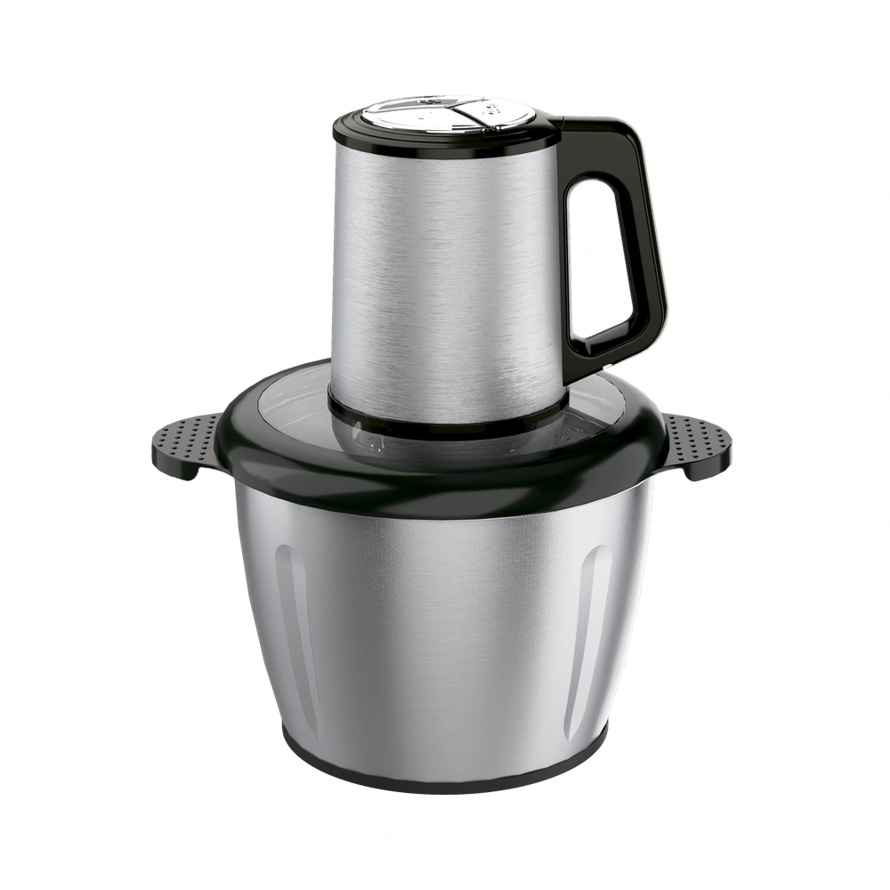 MH-01 3L food chopper with stainless steel bowl, complete product view