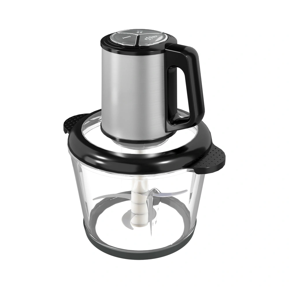MH-04 2L food chopper with glass bowl, complete product view