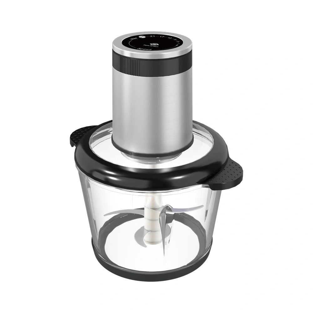 TS-04 2L food chopper with glass bowl, complete product view