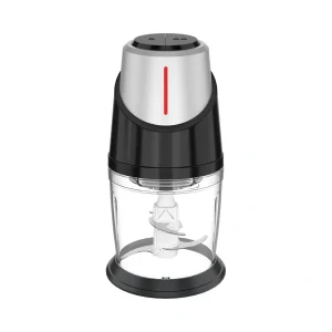 TY-05 300W 1.2L mini food chopper with carry-handle motor and tall glass bowl, front view