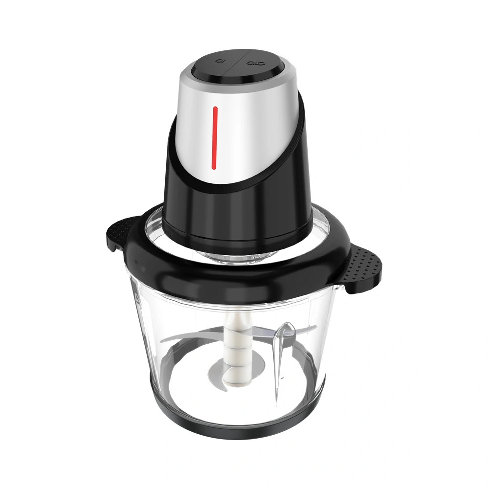 TY-05 food chopper with glass bowl and carry-handle motor, front view