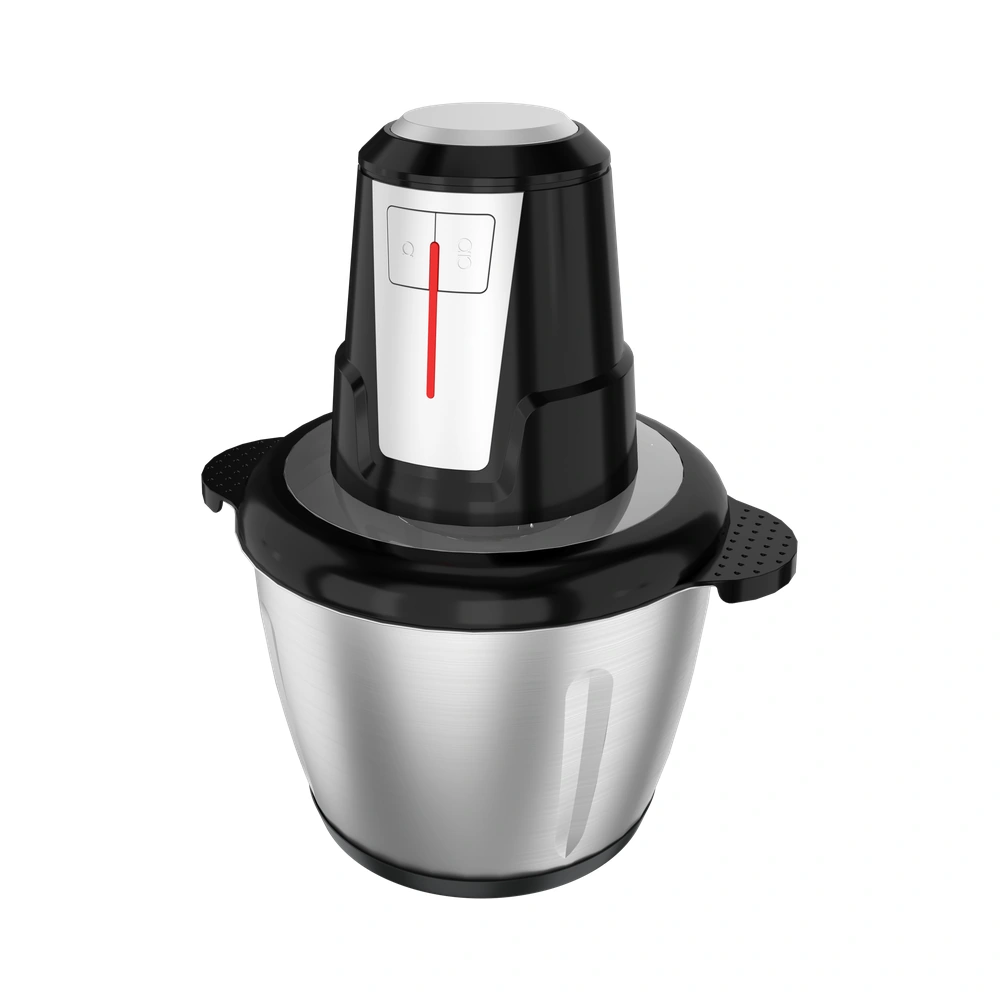 TY-05 food chopper with stainless steel bowl and front-button motor, front view