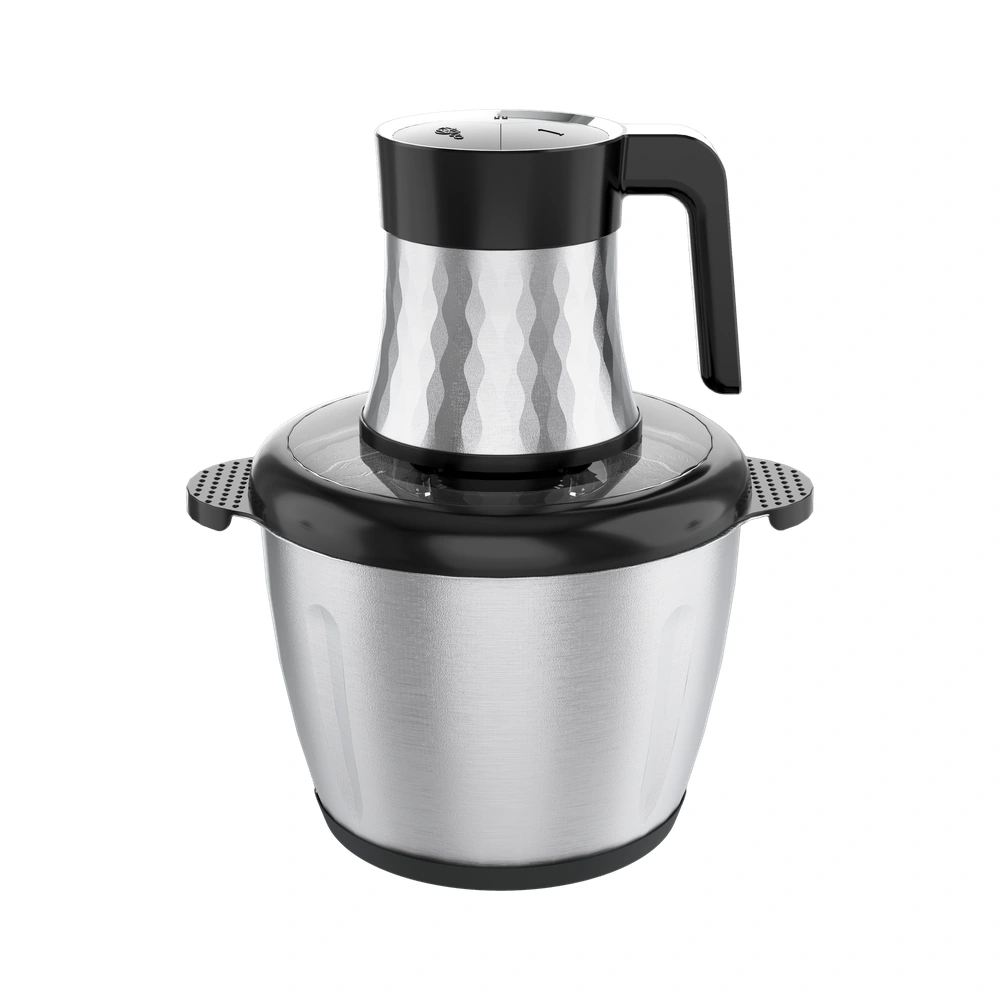 WH-02 2L food chopper with stainless steel bowl, complete product view