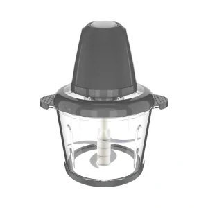 XW-05 food chopper with glass bowl and gray motor, front view